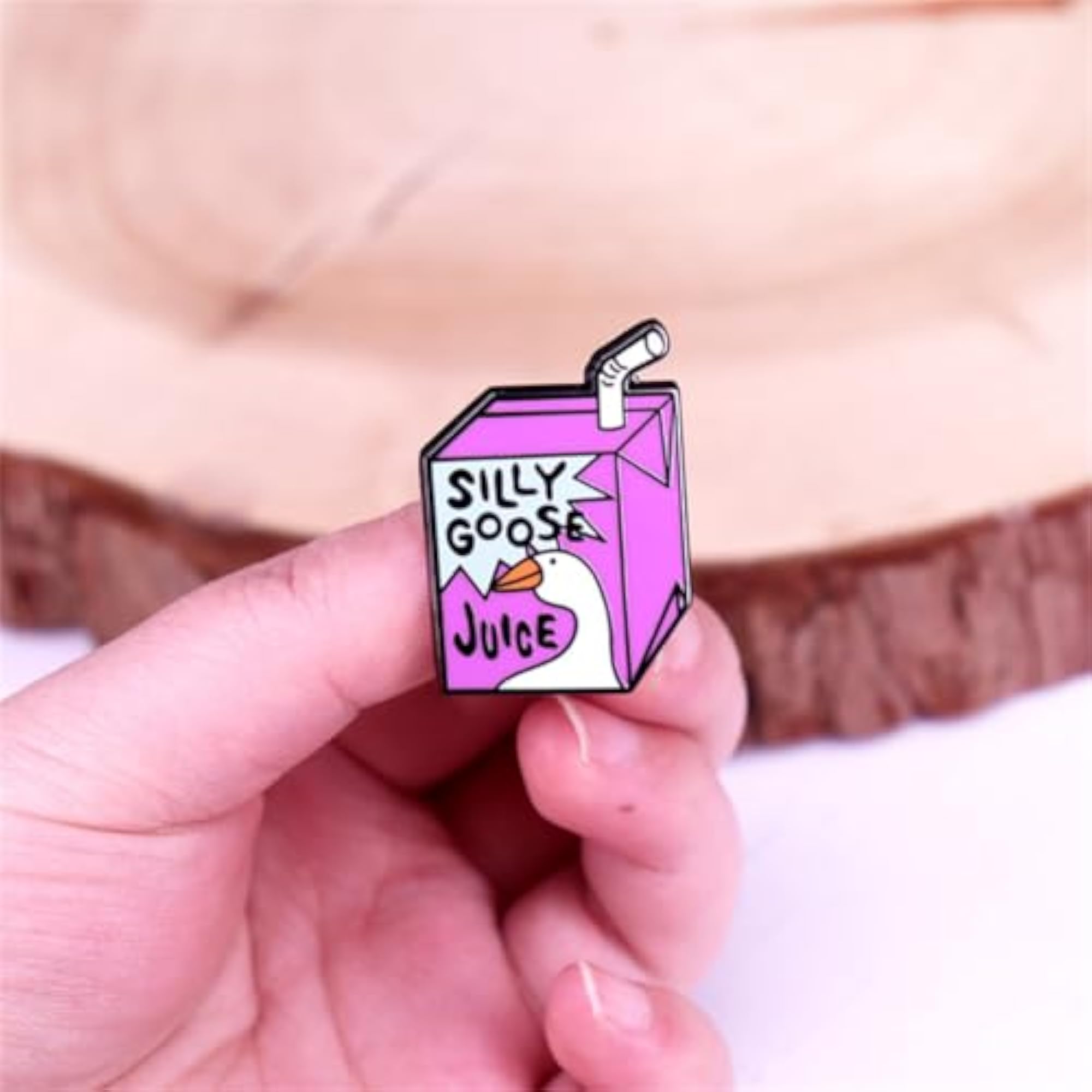 Funny Silly Goose Juice Enamel Pin, Cute Brooch